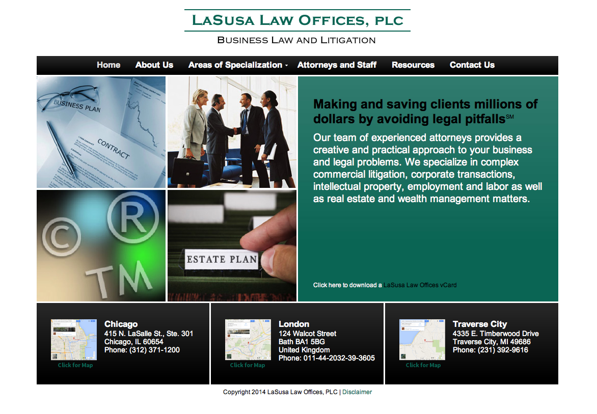 LaSusa Law Offices Homepage Screenshot